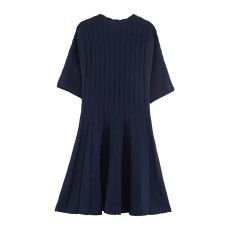 Bubble short sleeved ribbed knitted short dress