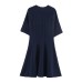 Bubble short sleeved ribbed knitted short dress