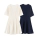 Bubble short sleeved ribbed knitted short dress