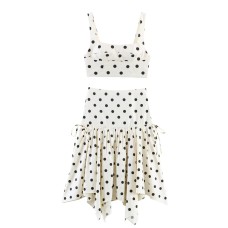 Polka dot short top+asymmetrical skirt