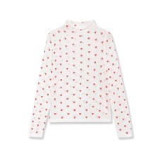 Simple long sleeved stand up collar peach heart top