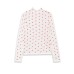 Simple long sleeved stand up collar peach heart top