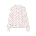 Simple long sleeved stand up collar peach heart top
