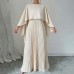 Women's Solid Color Round Neck Pleated Waist Slim Fit Two-Piece Set