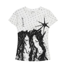Unicorn Print Short Sleeve Women's Fitted Slim High Street Style Top