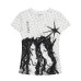Unicorn Print Short Sleeve Women's Fitted Slim High Street Style Top