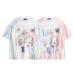 Color-block Raglan Sleeve Baseball Tee Star V-neck Loose Couple Casual Top