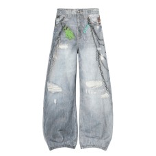 Cartoon chain 3D digital printing curved knife jeans