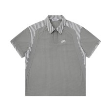 Splicing vertical striped short sleeves