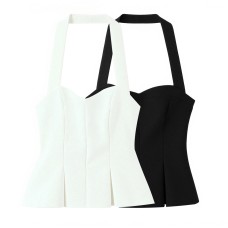 Style Simple Versatile Pleated Halter Neck Top for Women