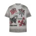 Graffiti letters cross prints spray painting dirty short sleeves
