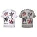 Graffiti letters cross prints spray painting dirty short sleeves
