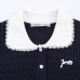 Chic Women's Short Sleeve Peter Pan Collar Color-block