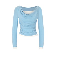Swing collar slim fit long sleeved top