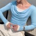 Swing collar slim fit long sleeved top