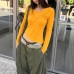 V-neck long sleeved T-shirt