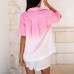 Gradient Pink Shirt and Shorts Two-Piece Set Casual Fashion Outfit