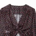 Vintage style versatile V-tie embellished printed top