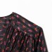 Vintage style versatile V-tie embellished printed top