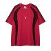 Irregular arc contrasting short sleeves embroidered with letters