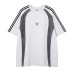 Irregular arc contrasting short sleeves embroidered with letters