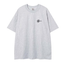 Embroidered striped texture short sleeves with letters Embroidered striped texture short sleeves with letters