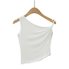 Slanted hem hanging shoulder knot vest