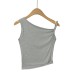 Slanted hem hanging shoulder knot vest