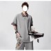 Plaid Spliced Mock Two-Piece Shirt Collar Polo Shirt Short Sleeve
