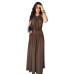 Hanging neck V-neck pleated wide leg pants two-piece set