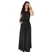 Hanging neck V-neck pleated wide leg pants two-piece set