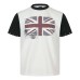 Rice shaped flag with vintage printing rivets contrasting colors short sleeves