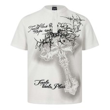 Waffle Gothic Cross Printed Short Sleeve