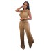 Sleeveless split pleated two-piece set