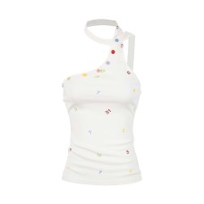 Shoulder Strap Crop Top, Minimalist Design Casual Sleeveless Women's Top