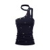 Shoulder Strap Crop Top, Minimalist Design Casual Sleeveless Women's Top