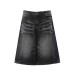 Grinding white distressed denim wide leg cropped pants