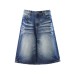 Grinding white distressed denim wide leg cropped pants