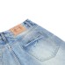 Grinding white distressed denim wide leg cropped pants