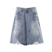 Wash and make old dirty wide leg denim shorts
