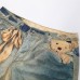Cartoon teddy bear 3D digital printed wide leg denim bell bottom pants