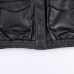 Detachable synthetic leather effect collar jacket