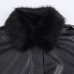 Detachable synthetic leather effect collar jacket