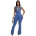 Slim fit collar sleeveless long suit