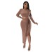 Round neck waist revealing slit dress