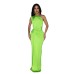 Solid color slanted neck sleeveless slim fit dress