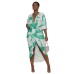 V-neck tie dye printed waist cinching dress