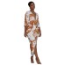 V-neck tie dye printed waist cinching dress
