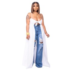 Irregular V-neck split T-shirt