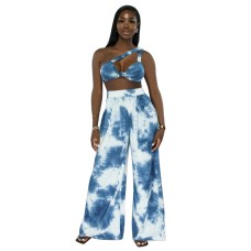 Printed wide leg pants set